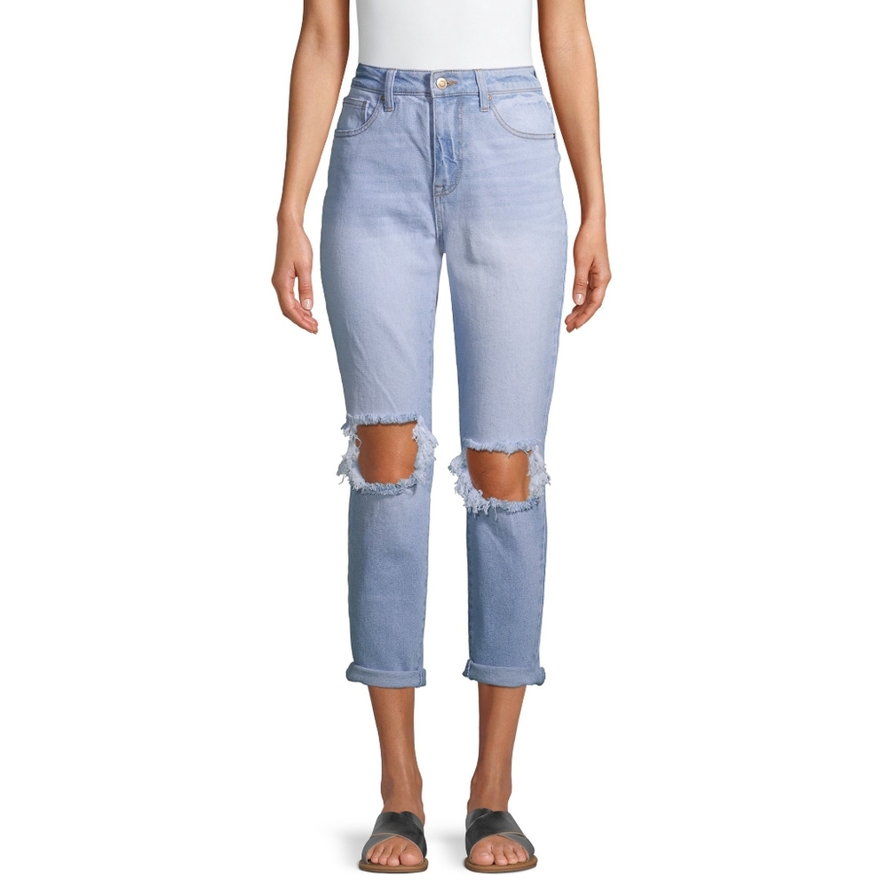 No boundaries mom jeans distressed light wash